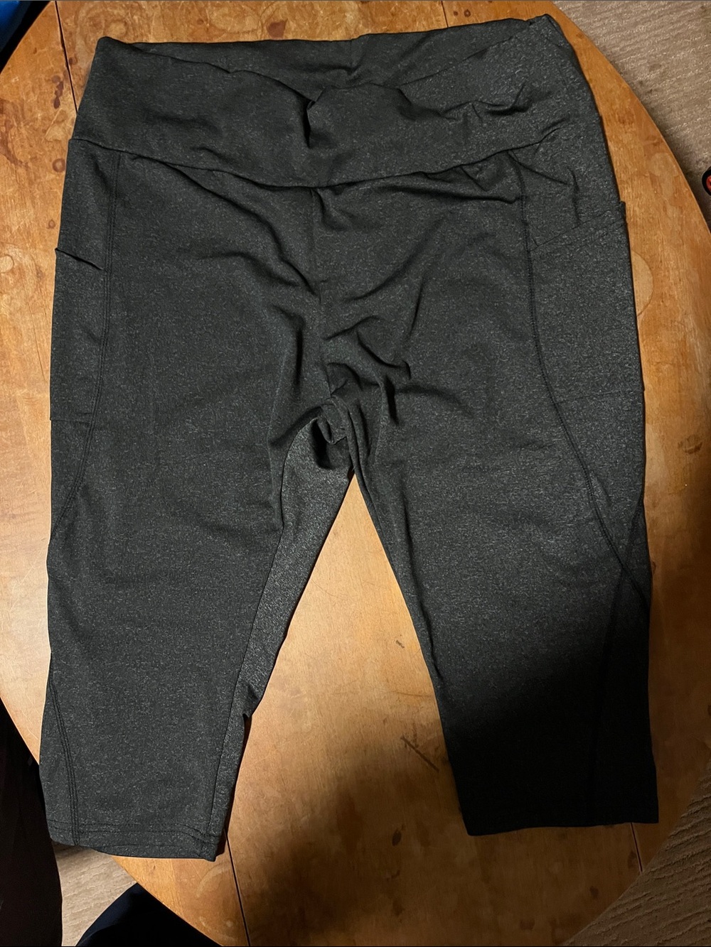 SHEIN Black Capri Leggings with Wide Fold-Over Waistband